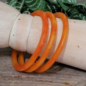 Marbled Orange Bakelite Bangles Set Of 3 Seasonal Fall Jewelry Tested